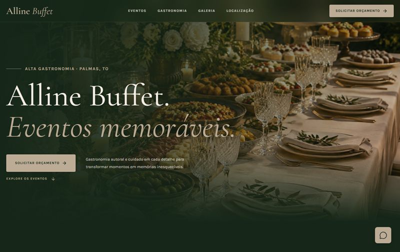 Landing page da Alline Buffet feita pela Põe no Ar