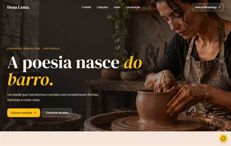 Landing page da Dona Lama feita pela Põe no Ar