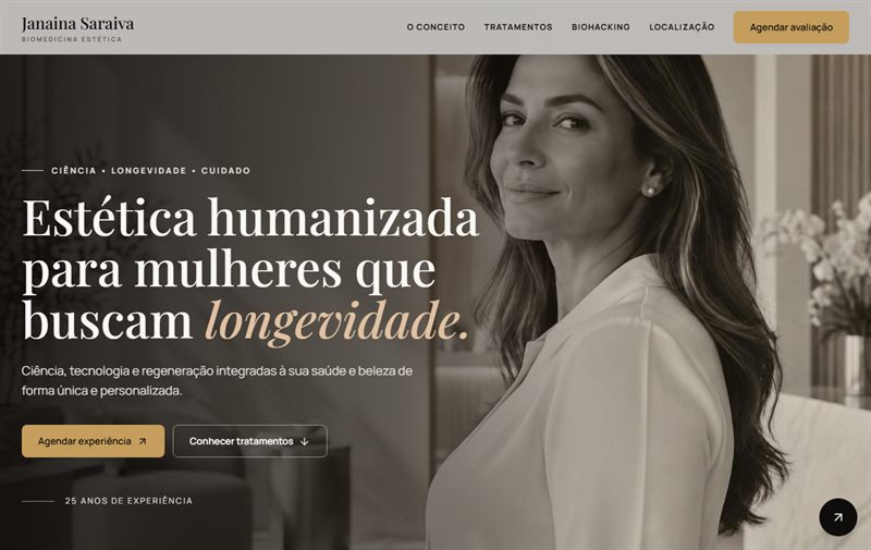 Landing page da Janaína Estética feita pela Põe no Ar